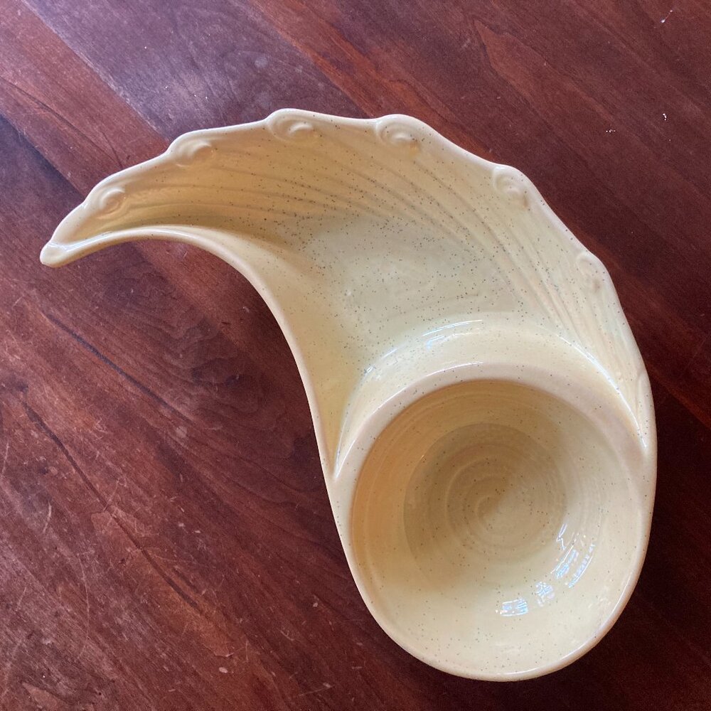Vintage California Pottery Chip Dip Bowl Divided Serving Dish